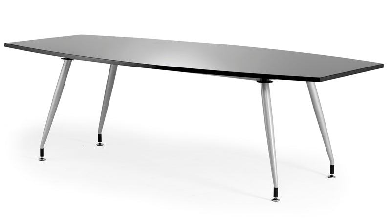 2400mm Wide High Gloss Boardroom Table with Silver Legs - Black or White Option UK
