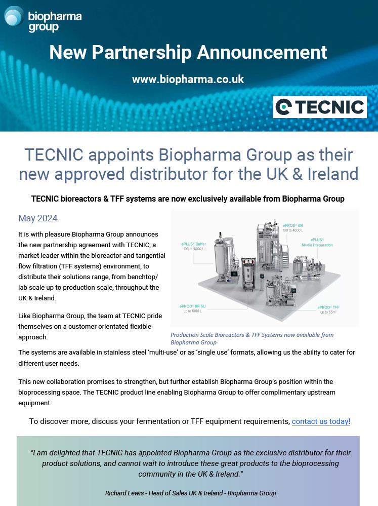 TECNIC appoints Biopharma Group as their new approved distributor for the UK & Ireland