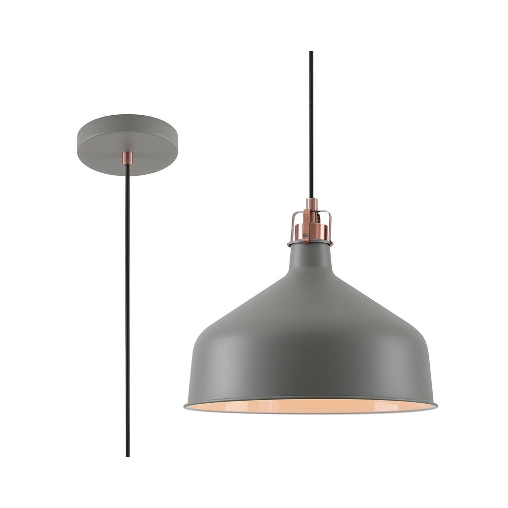 Luxuria Nimbus 30cm Medium Pendant Light E27 Sand Grey/Copper/White