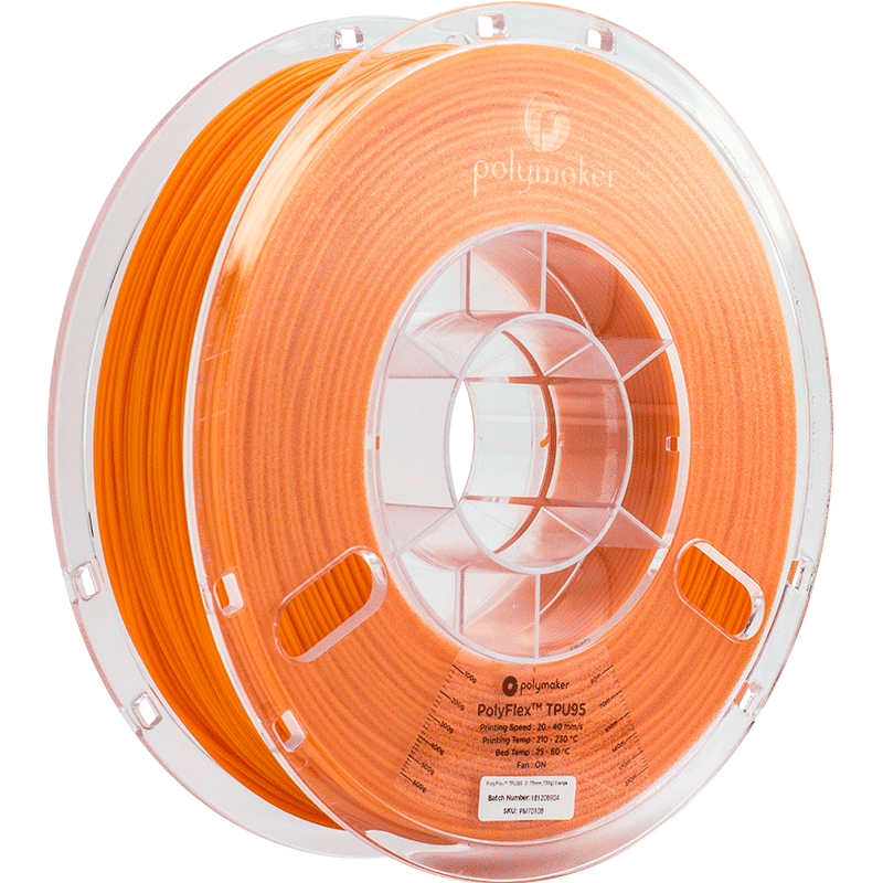 Polymaker PolyFlex TPU-95A 1.75mm True Orange filament 750gms