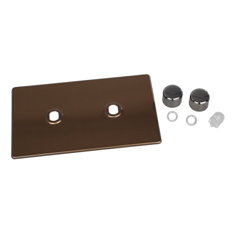 Varilight Urban 2G Twin Plate Matrix Faceplate Kit Brushed Bronze for Rotary Dimmer Varilight Screw Less Plate