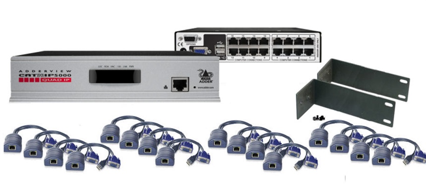 AVX5016IP-U16R-K AdderView 4 Remote IP KVM Users & 1 Local User to 16 ports. UTP KVM Switch Unit, with 16 x USBKVM CAM's, Rack kit & PSU, UK Adder AVX5000IP range ( Adder Cat5016IP-IEC )