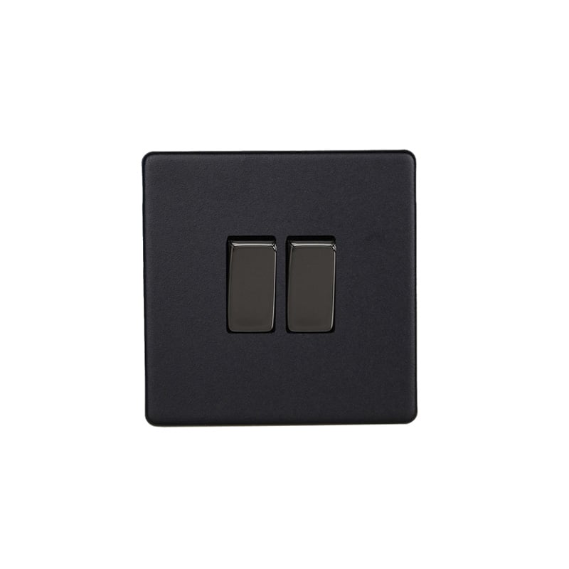 Varilight Urban 10A 2G Rocker Switch Matt Black Screw Less Plate