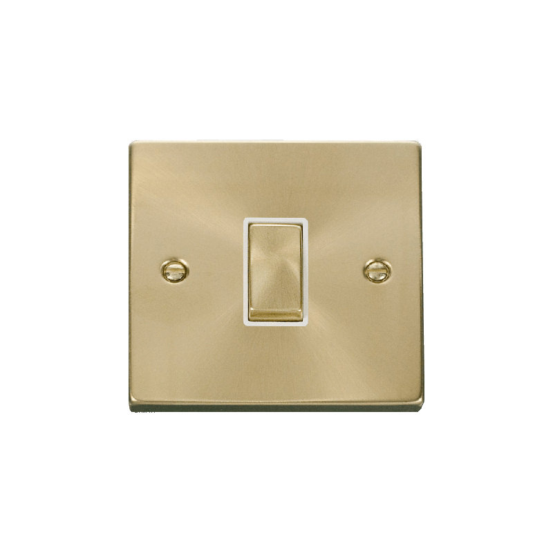 Click Deco 1 Gang 2 Way Ingot 10AX Switch Satin Brass White Inserts