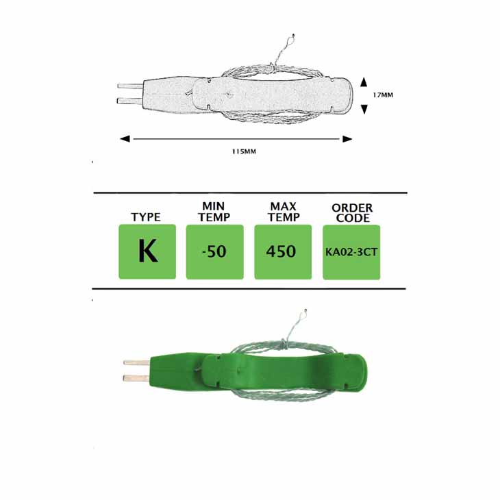 UK Providers Of KA02-3CT - K Type Fribre Glass 3M Fine Wire complete with cable tidy