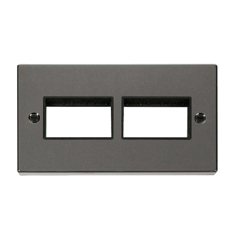 Click Deco 2 Gang Plate 2 x 3 Aperture Unfurnished Plate Black Nickel Black Inserts