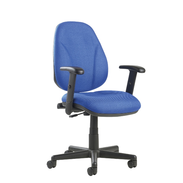 Bilboa Fabric Operators Chair with Lumbar Support and Adjustable Arms - Blue