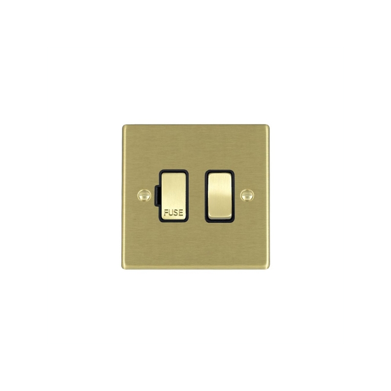 Hamilton Hartland 1 Gang 13A Fused Spur Satin Brass/Black Insert