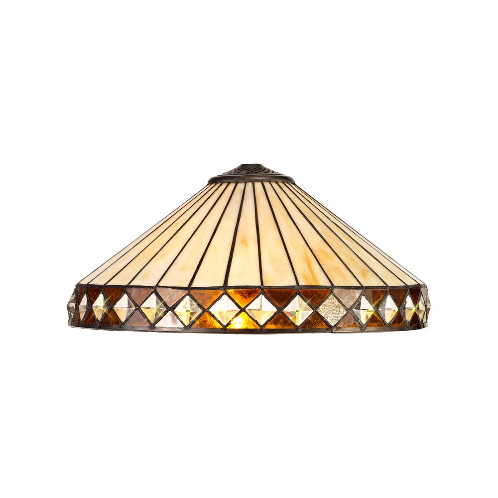 Luxuria Peacock Feather Tiffany 40cm Shade Only Suitable For Pendant/Ceiling/Table Lamp Amber/Cream/Crystal