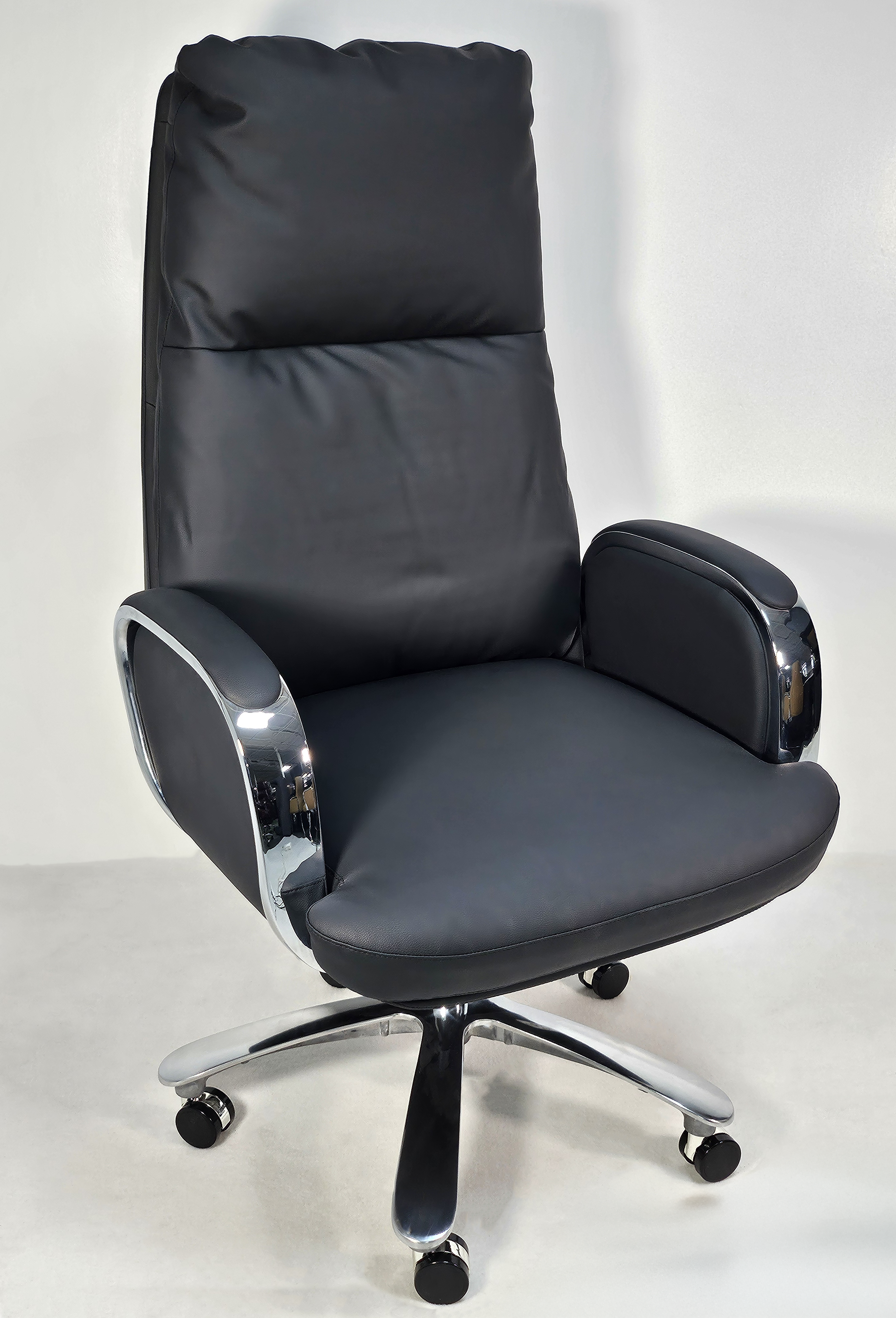 Modern High Back Executive Black Leather Office Chair with Chrome Arms - YS1815A Near Me