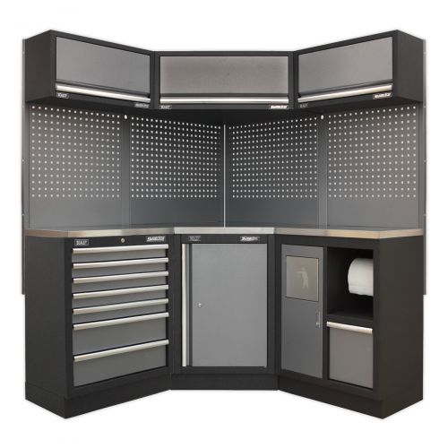 Sealey Corner Solution Cabinet Set APMSSTACK08W & APMSSTACK08SS - Superline Pro Range