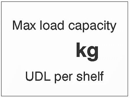 Max load capacity ___kg UDL per shelf, 100x75mm magnetic PVC