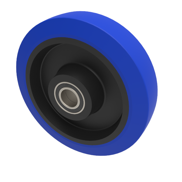 Blue Elastic Rubber 75ShoreA 200mm Ball Bearing Wheel 400kg Load