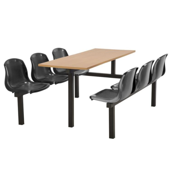 CU90 - 6-Seater Harvey Canteen Unit - 1 Way Access, Black, Beech