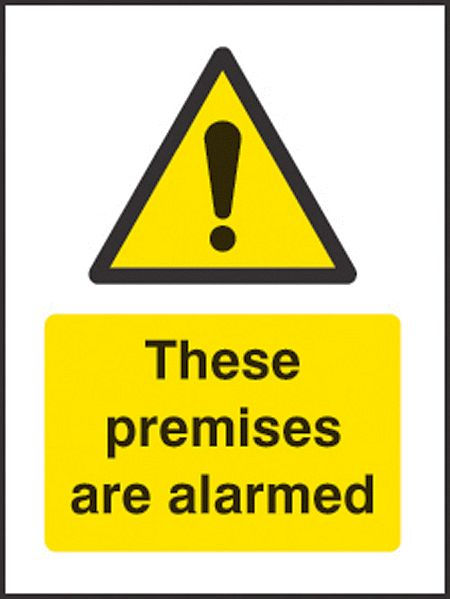 These premises are alarmed - 75x100mm Vinyl on face
