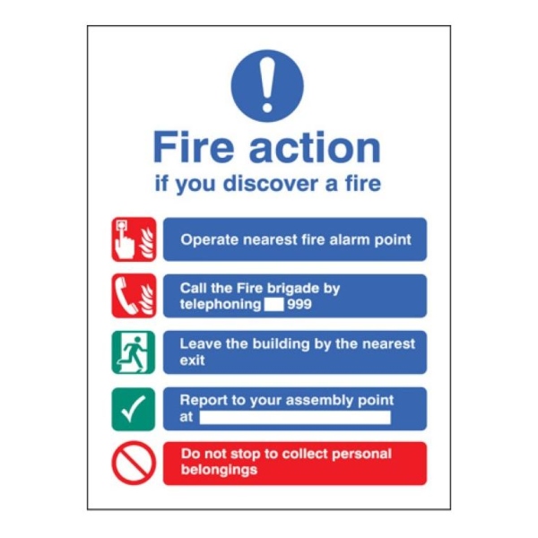 Fire Action Manual Dial Without Lift - A5 Rigid Plastic