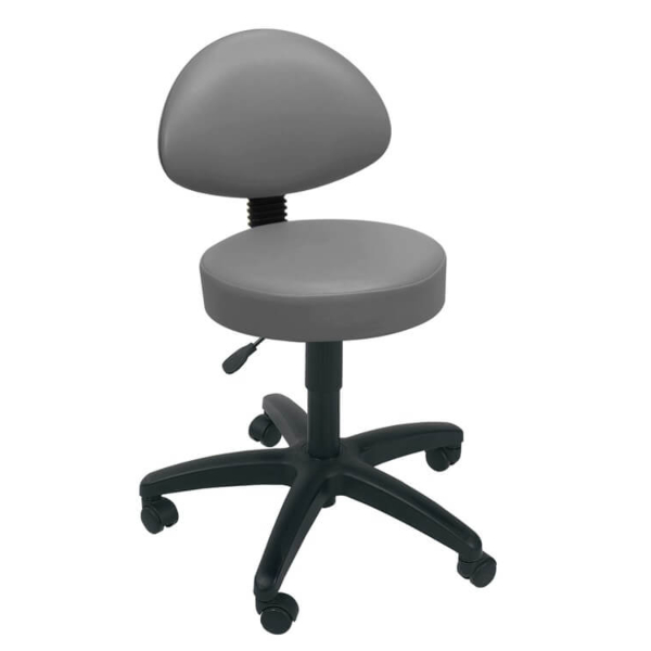 Gas Lift Examination Stool with Back Rest - Grey