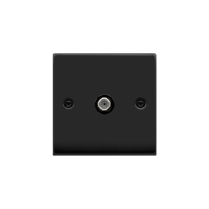 Click Deco 1 Gang Non-Isolated Satellite Socket Outlet Matt Black Insert Black