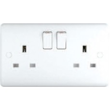 13A Switched Sockets, 2 Gang, SP, wall fitting ST2021