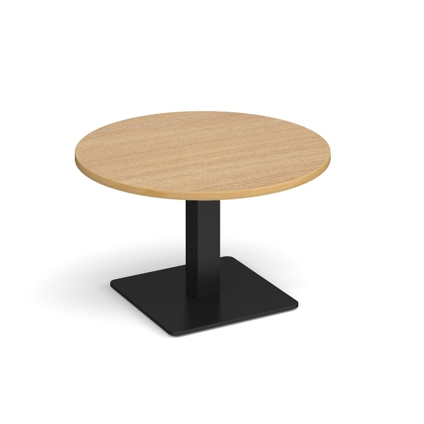 Brescia Circular Coffee Table with Black Base - Oak