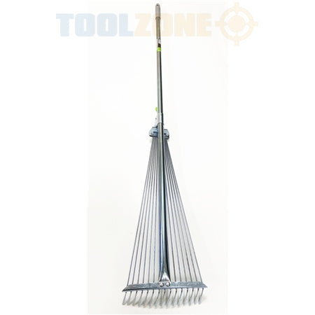 Toolzone Expanding Lawn Rake Soil Leaves Raker 15 Teeth 190mm - 600mm Span GD062