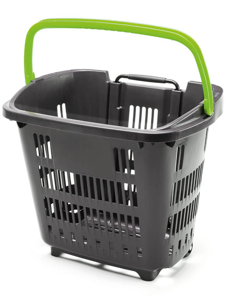 Small Trolley Basket with Coloured Handle for Supermarket