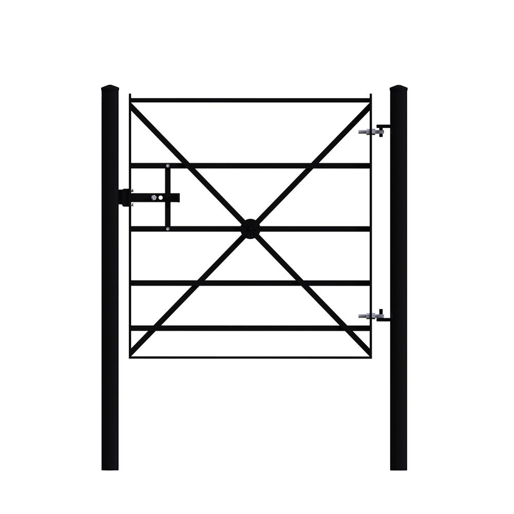 Estate Single Leaf Gate C/W Posts -1.2m High x 1.2m Wide - Black PPC