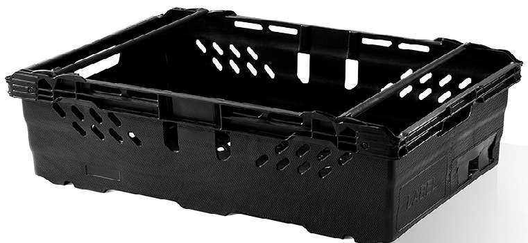 Bulk Offers Bale Arm Crate 600x400x200 Black - 35 Ltr Plastic Container