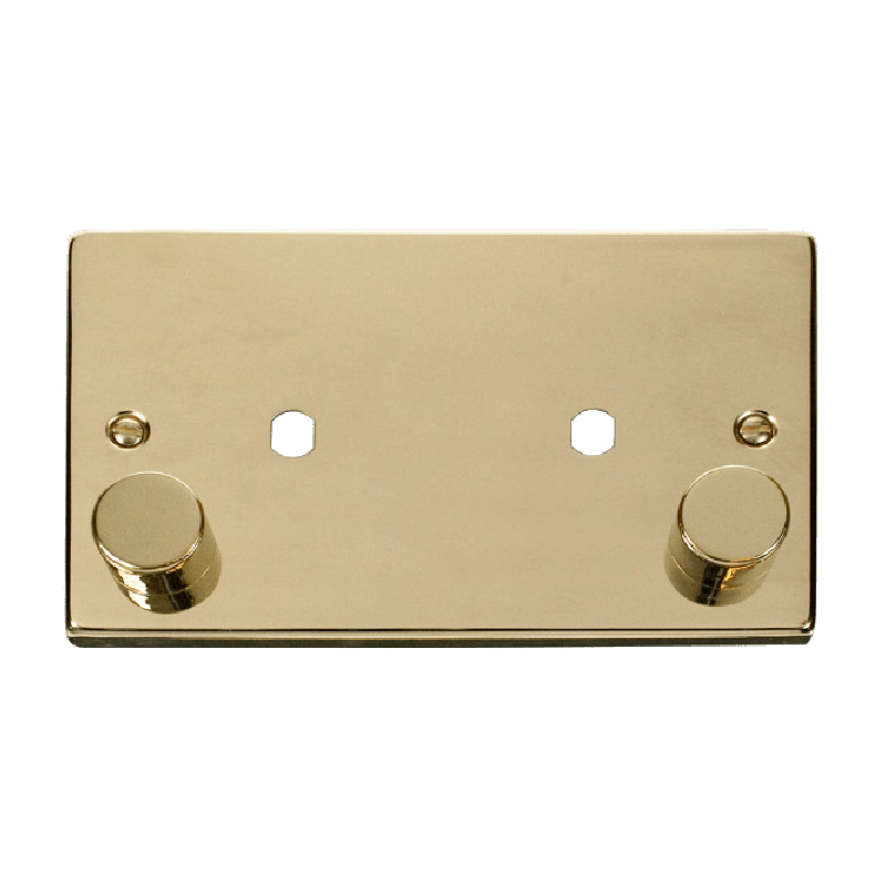 Click Deco 2 Gang Dimmer Mounting Unfurnished Plate and Knob (1630W Max) Polished Brass