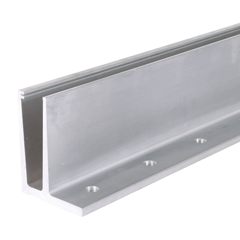 5m Aluminium Channel Pro- F Base Fix for 12 to 21.5mm Glass (Satin, Anodised)