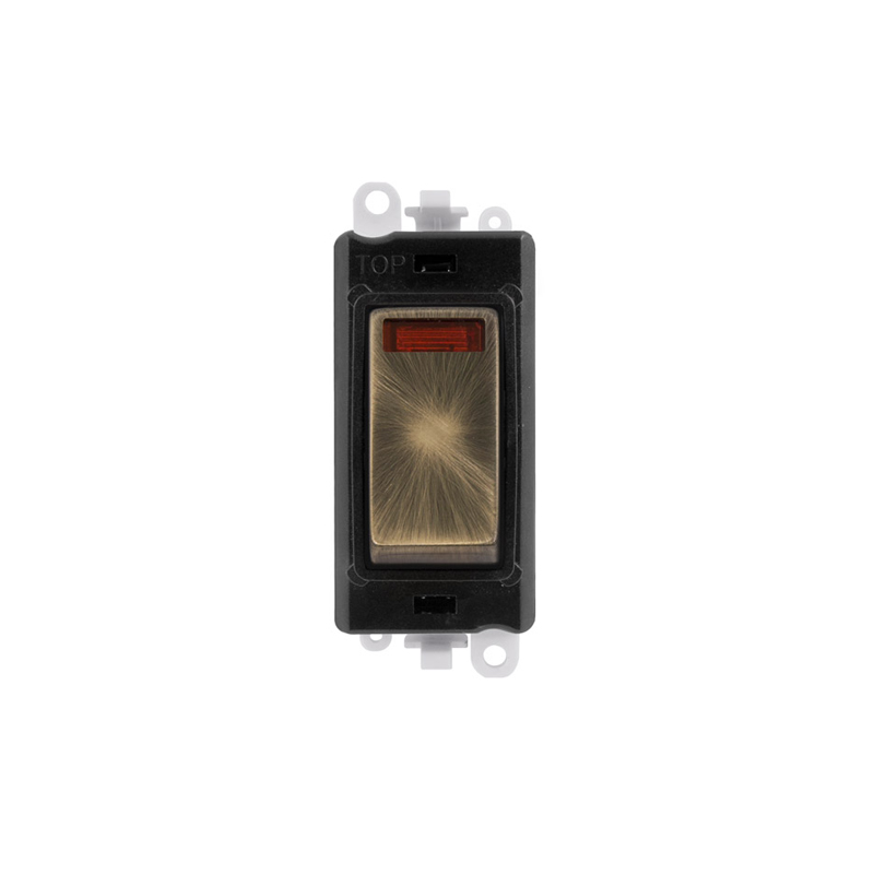 Click GridPro 20AX Antique Brass DP Switch Module with Neon Insert Black