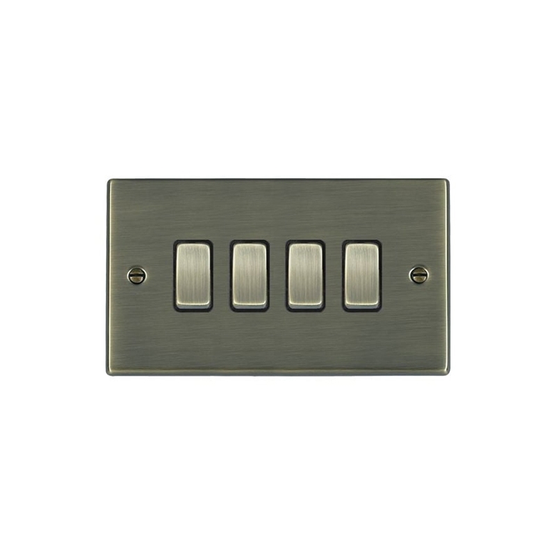 Hamilton Hartland 4 Gang 2 Way Rocker Switches Antique Brass