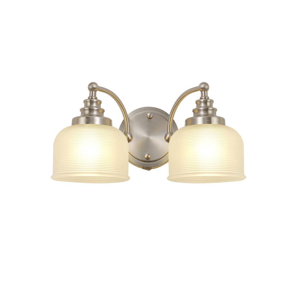 Luxuria Toussenel Switched Wall Light 2 Light E27 Satin Nickel/Frosted Glass