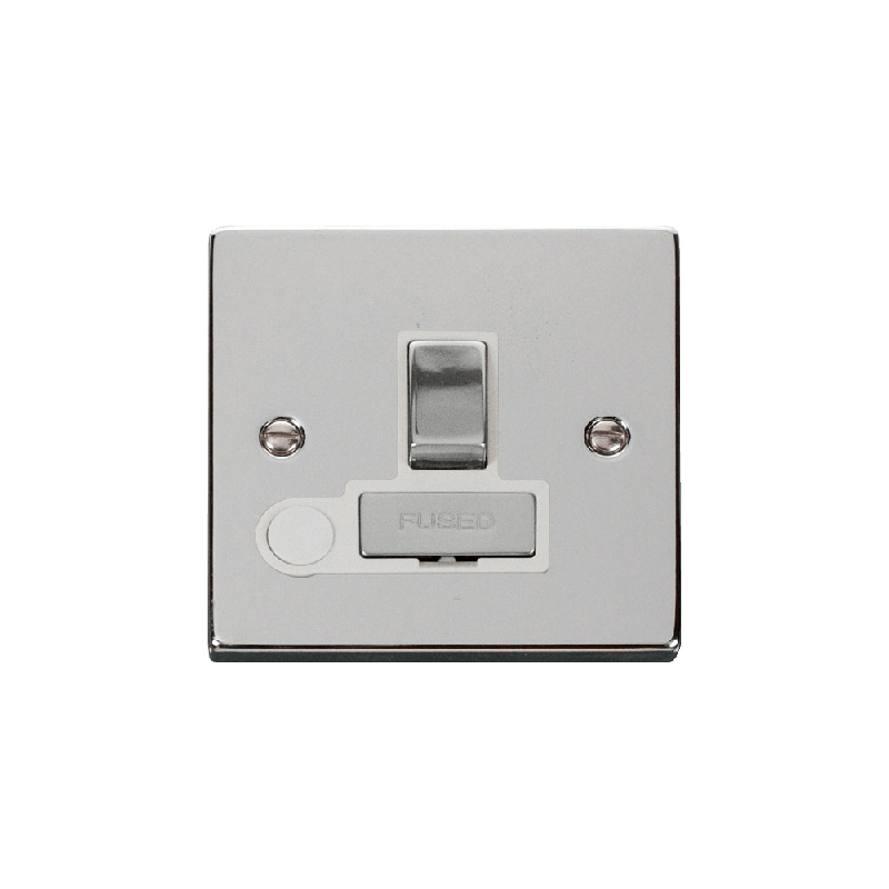 Click Deco 13A Fused 'Ingot' DP Switched Connection Unit With Flex Outlet Polished Chrome Insert White