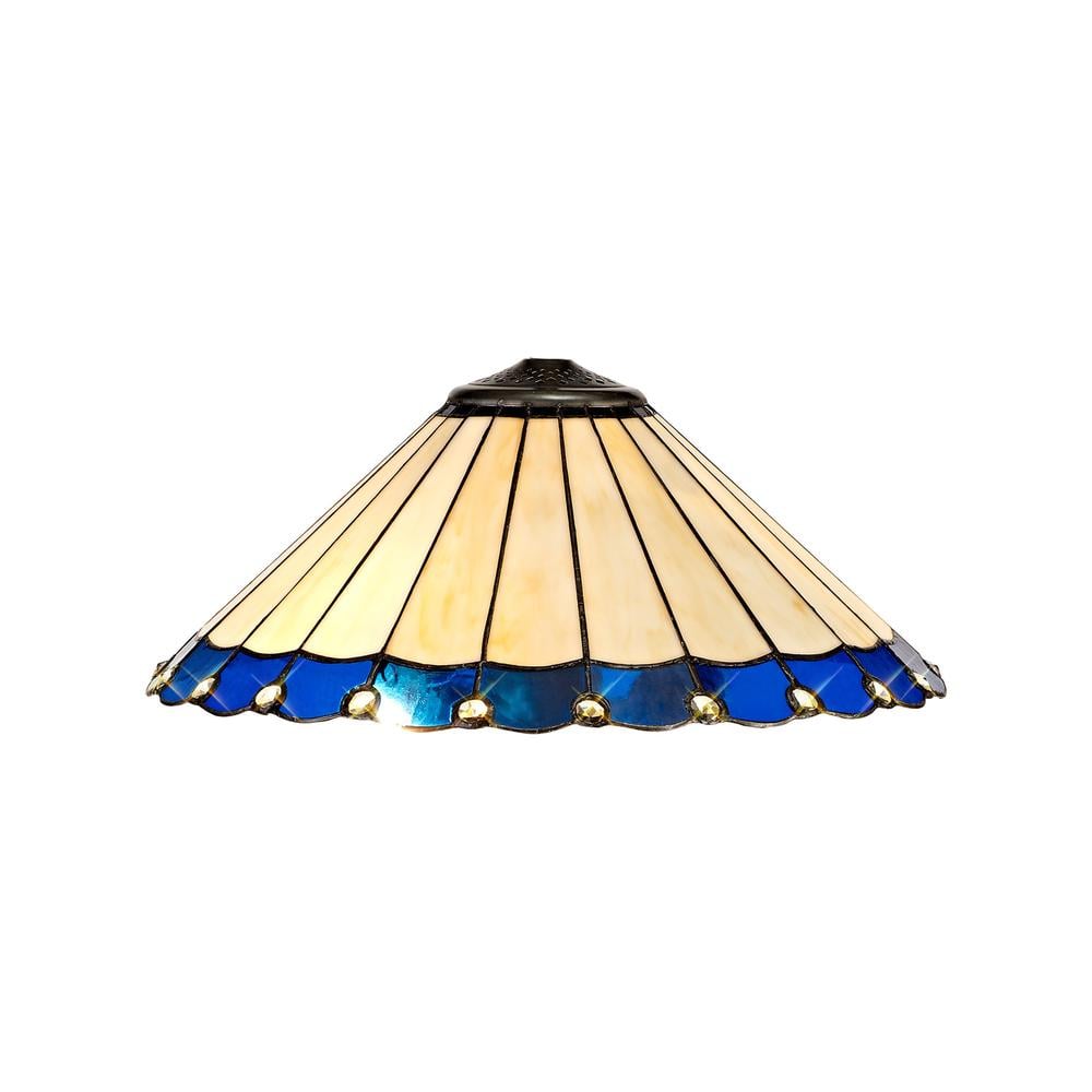 Luxuria Sleek Tiffany 40cm Shade Only Suitable For Pendant/Ceiling/Table Lamp Blue/Cream/Crystal