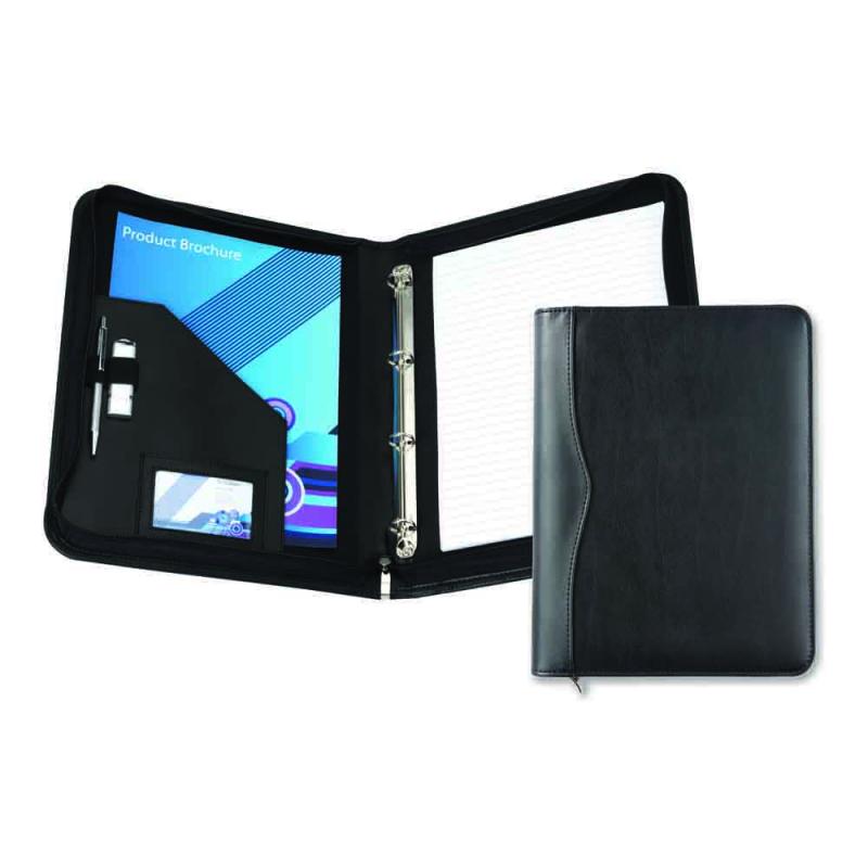 Black Houghton PU A4 Zipped Ring Binder