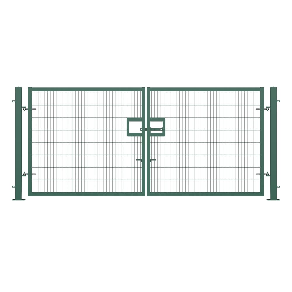 Twin Wire Double Leaf Gate 1.8H x 4mGreen Powder Coated Finish  Bolt-Down