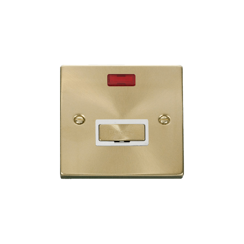 Click Deco 13A Fused 'Ingot' Connection Unit With Neon Satin Brass Insert White