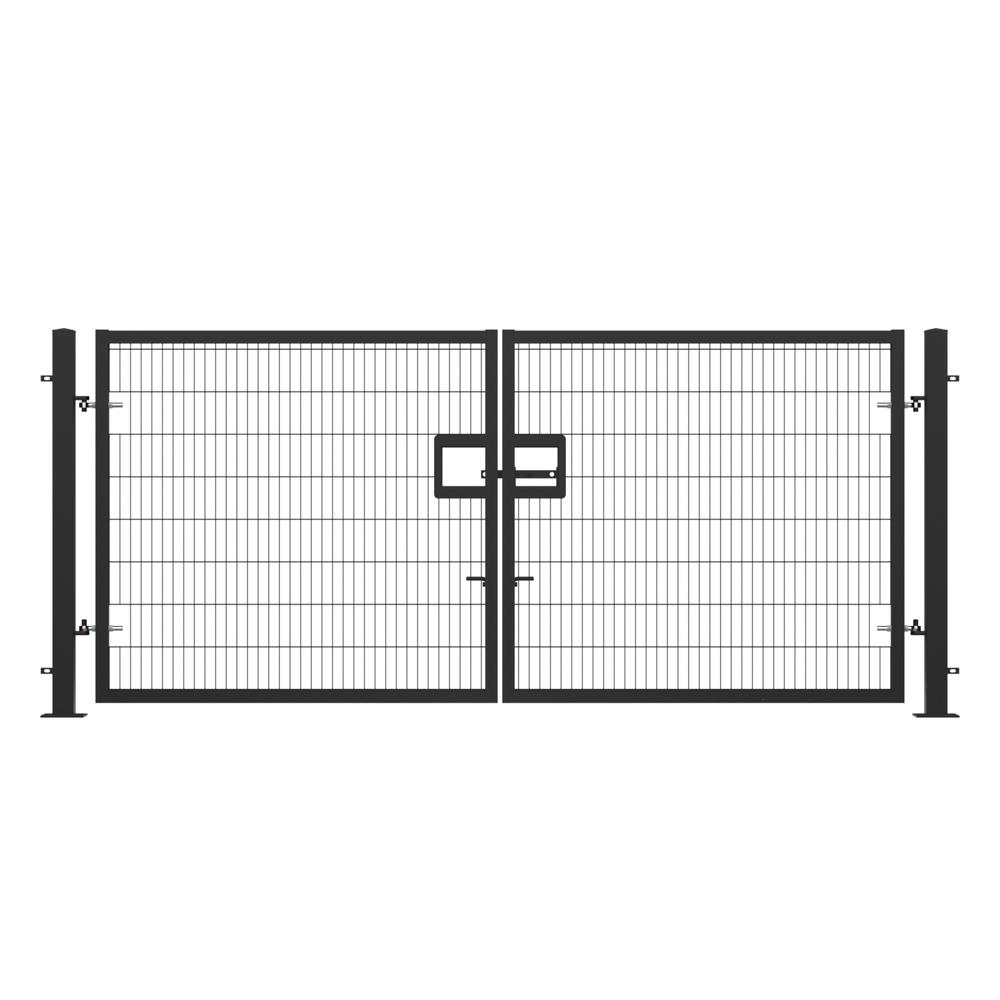 Twin Wire Double Leaf Gate 2.0H x 4mBlack Powder Coated Finish  Bolt-Down