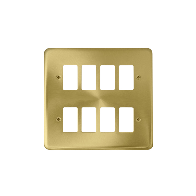 Click Deco Plus 8 Gang GridPro Frontplate Satin Brass