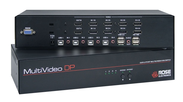 MDM-4T4DP/A1 - Rose - MultiVideo DP, 1x4 KVM Switch, DisplayPort, Quad-Video, USB 2.0, with Audio (Quad Video) *NEW*