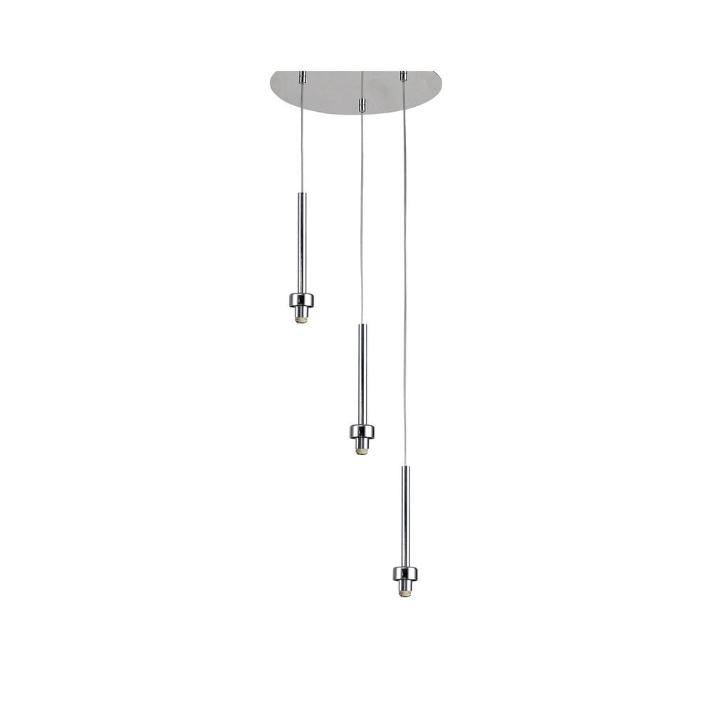 Luxuria Apex 30cm Polished Chrome 3 Light G9 Universal 2m Drop Round Multiple Pendant