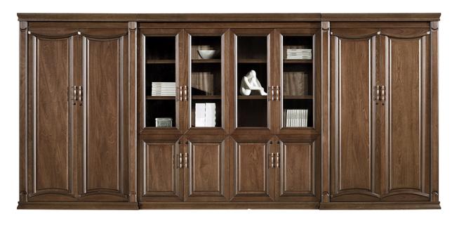 Suppliers Of High Quality Wide Real Wood Veneer Executive Bookcase with Glass Doors - 4400mm - KM2K08 UK