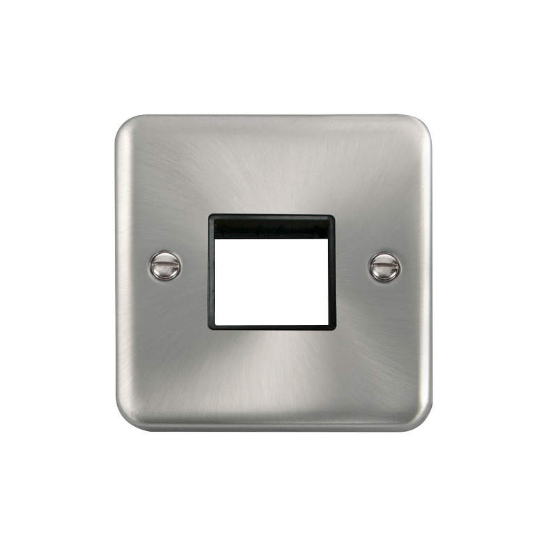 Click Deco Plus MiniGrid 2 Aperture Face Plate Satin Chrome Black Inserts