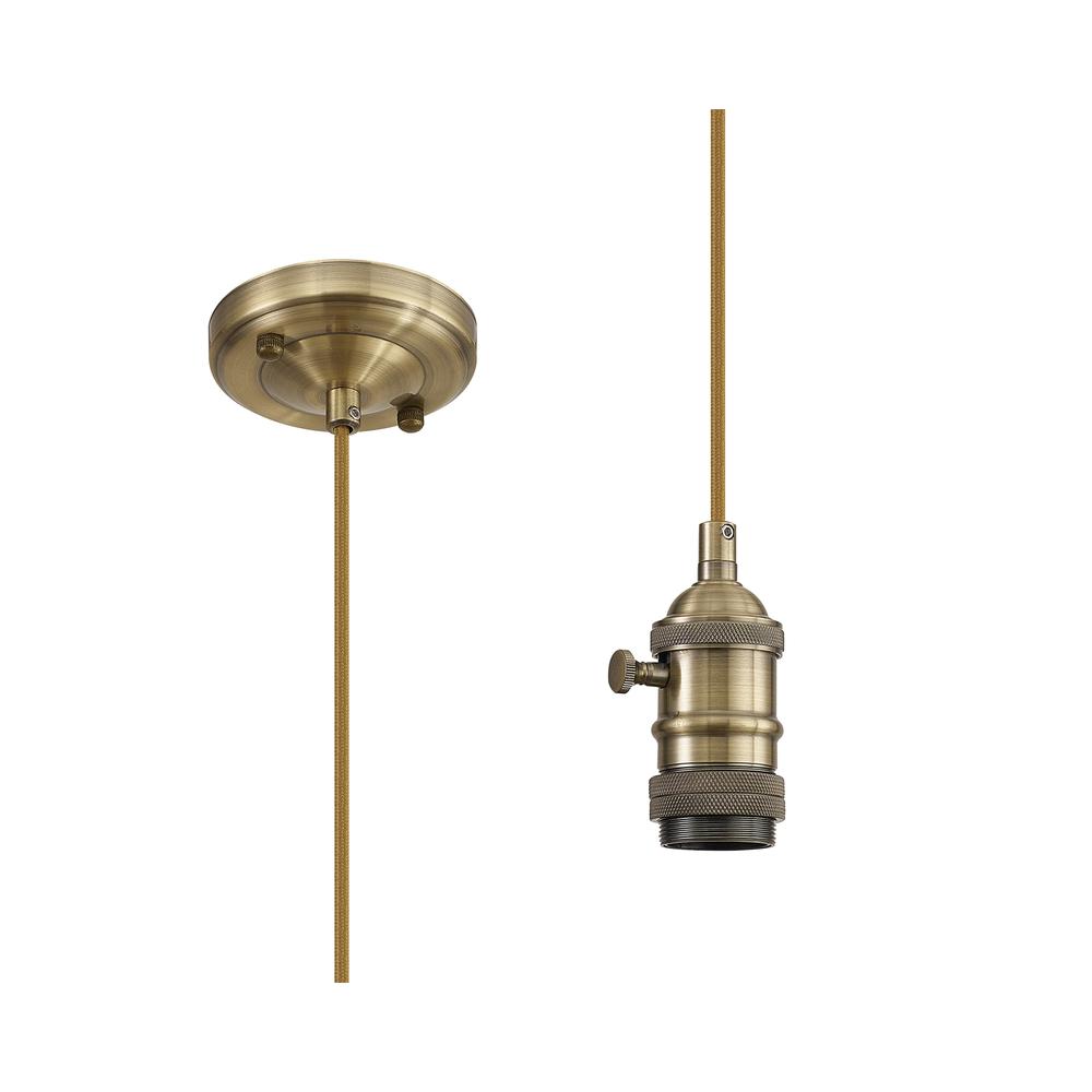 Luxuria Alaskan 11cm Switched Pendant Light Kit 1.5m E27 Antique Brass / Golden Brown Braided 2 Core Braided Cable