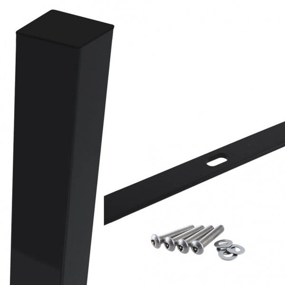 Black Mid/End Post For 2.0m High Fence With Fixings (2.7m Overall Length)