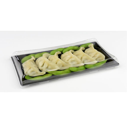 DS2'' - Medium Black Rectangular Sushi Tray & Lid Combo - Cased 300 For Catering Industry
