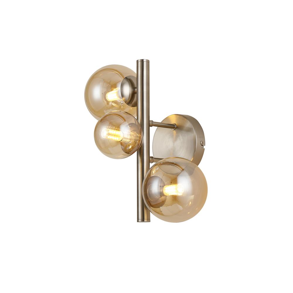 Luxuria Thorne Wall Light 3xG9 Satin Nickel Amber Plated Glass