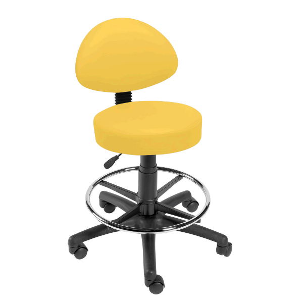 Gas Lift Examination Stool with Back Rest and Foot Ring - Primrose