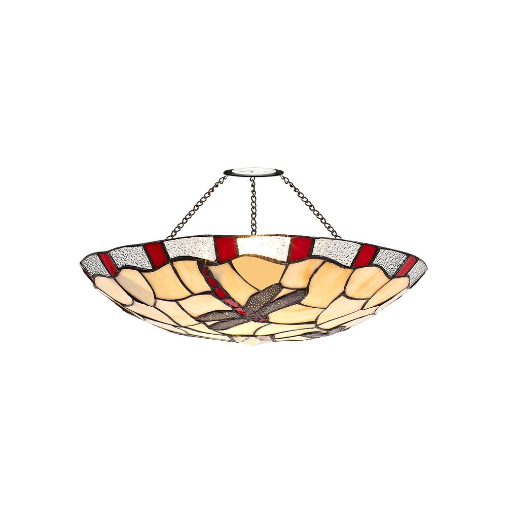 Luxuria Butterfly Wing 35cm Tiffany Uplighter Shade Red/Cream/Clear Crystal